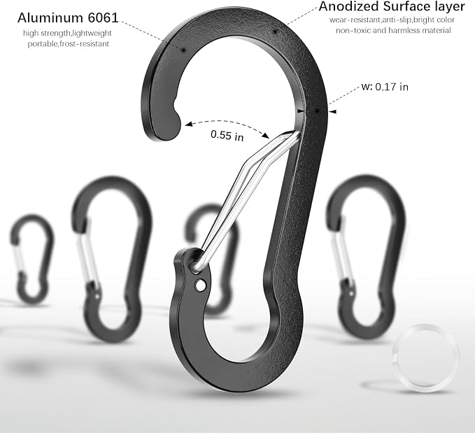 sprookber 2" Small Carabiner Clip, D Ring Caribeener, Spring Snap Hook - Image 4