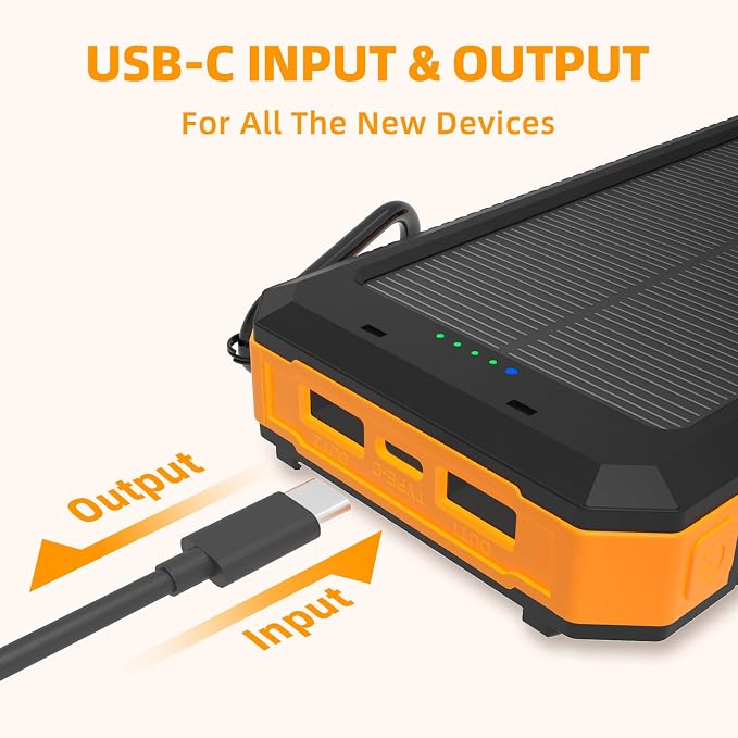 Durecopow Solar Charger Power Bank 20, Portable Charger, 4 Cables 3 Ports Fast - Image 4