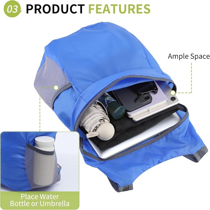 20L Ultra Hiking-Daypack Lightweight Foldable Travel Packable Backpack - Image 5