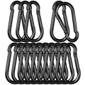 Black Carabiner, Heavy Duty Galvanized Steel Spring Snap Hook Carabiner Clips by High-PQ