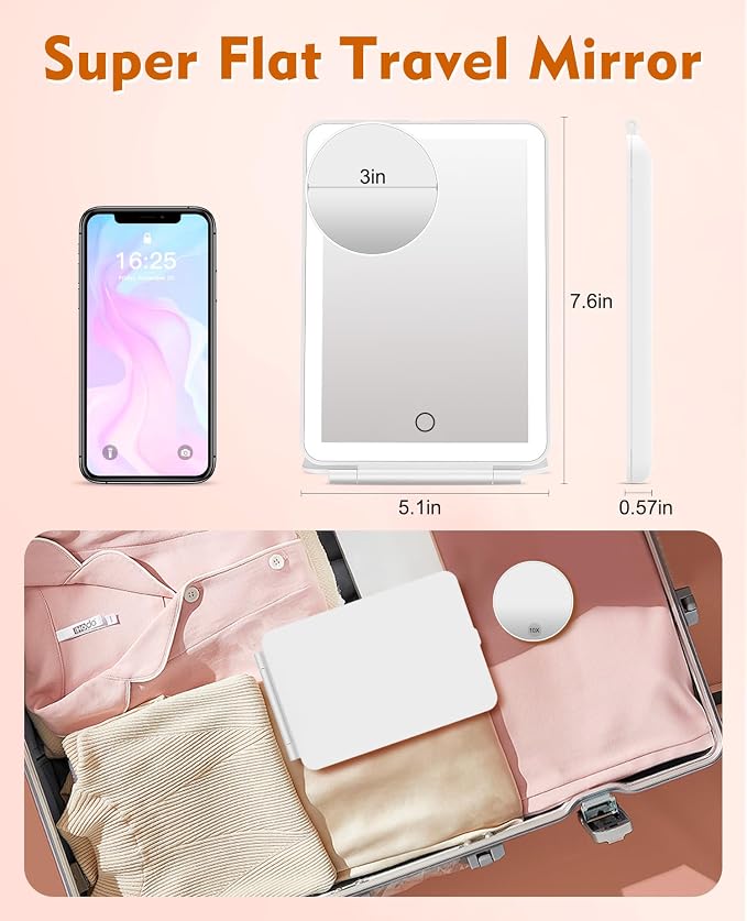 FUNTOUCH Rechargeable Travel Makeup Mirror - Image 3