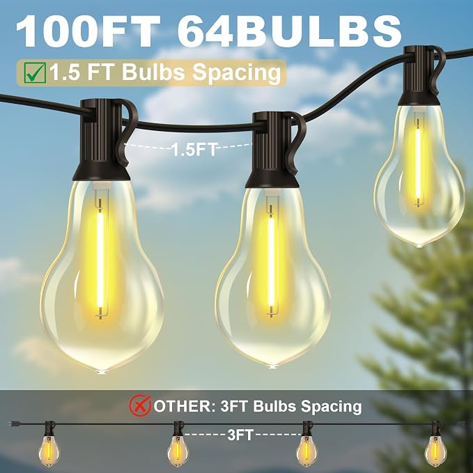100FT Outdoor String Lights Waterproof - Image 2