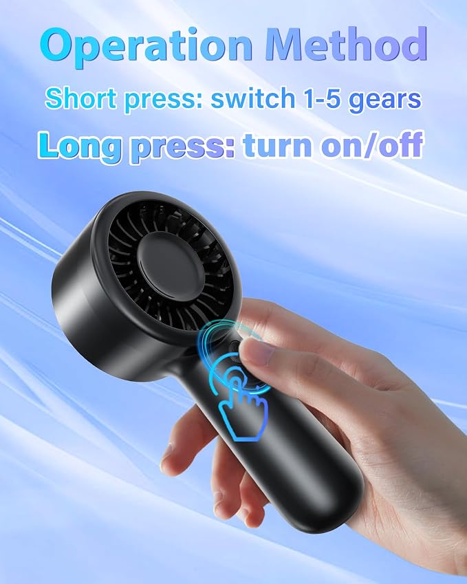 Portable Handheld Fan Personal Small Turbo Hand Fan Powerful, USB Rechargeable - Image 4