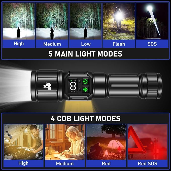 JAY-PARK Flashlights High Lumens, Rechargeable Flashlight 100000 Lumens - Image 4