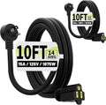 Vockjour 10 FT 2 Pack Black Low Profile Flat Plug 14 Gauge Heavy Duty Extension by Vockjour