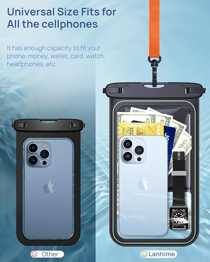 Lanhiem 10.5" Large Floating IP68 Waterproof Phone Pouch, Universal IPX8 Dry - Image 2