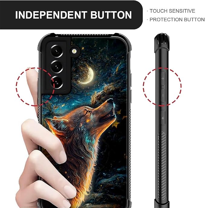 for Samsung Galaxy S21 Case, Star Cave Hungry Wolf Pattern Graphic Design Girl - Image 3