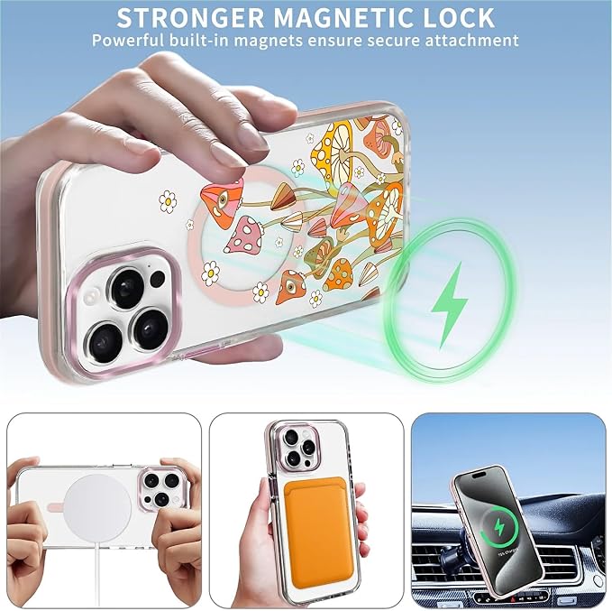 Case for iPhone 14 Pro, Retro Mushroom Sunflower Phone Case Design，for Women - Image 3