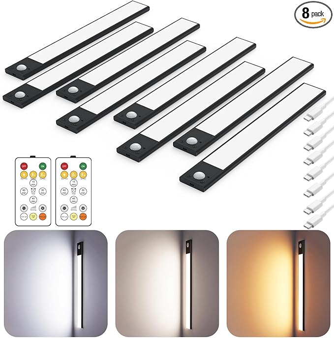 12" Ultra-Thin Under Cabinet Lighting Cordless, Aluminum Alloy Under Counter by Skairipa