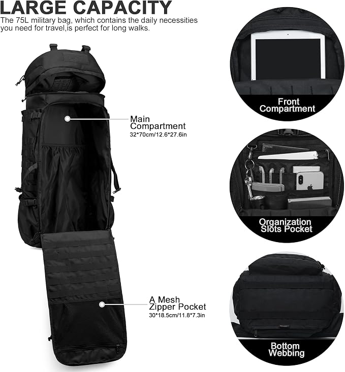 Mardingtop 75L Molle Hiking Internal Frame Backpacks - Image 4