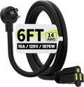 Vockjour 6 FT Black Low Profile Flat Plug 14 Gauge Heavy Duty Extension Cord by Vockjour