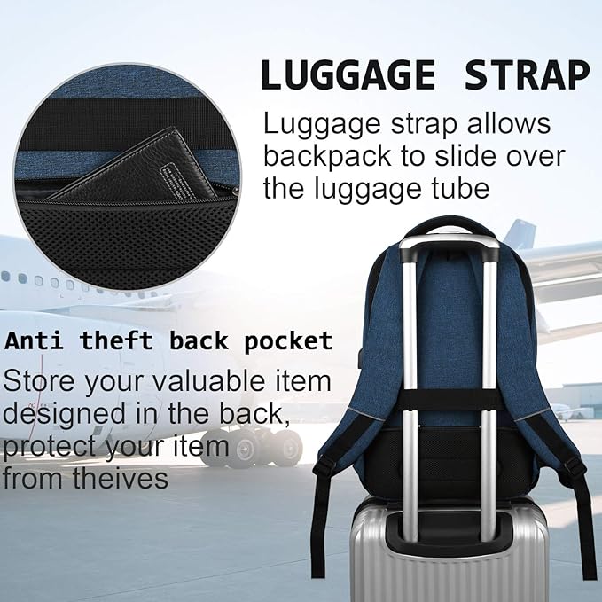 Volher Laptop Backpack, Business Travel Anti Theft Slim Durable Laptops Backpack - Image 6