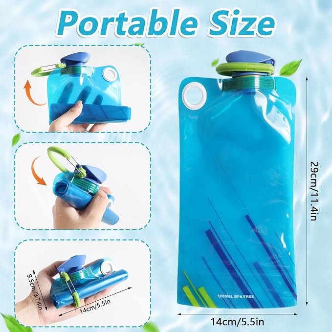 4 Pack Collapsible Water Bottle - Image 2