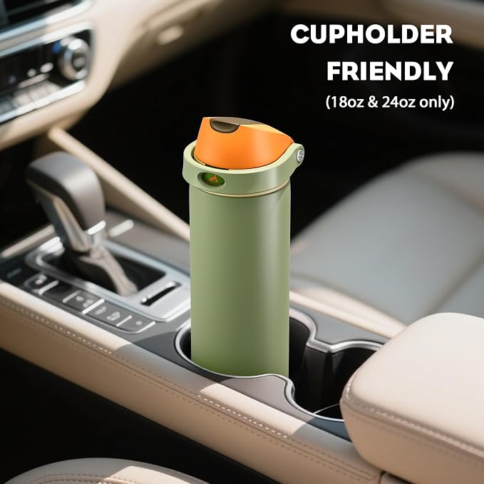 POWCAN 18 oz Metal Sports Water Bottle: 2-in-1 Push-Button Spout & Quick-Flip - Image 5