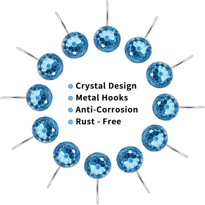 MitoVilla Blue Shower Curtain Hooks Rings, Metal Shower Hooks - Image 4