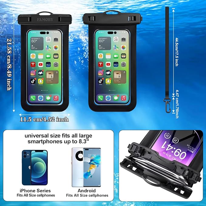 Up to 8.7" 6 Pack Multicolor Waterproof Phone Pouch, Large Phone Waterproof - Image 2