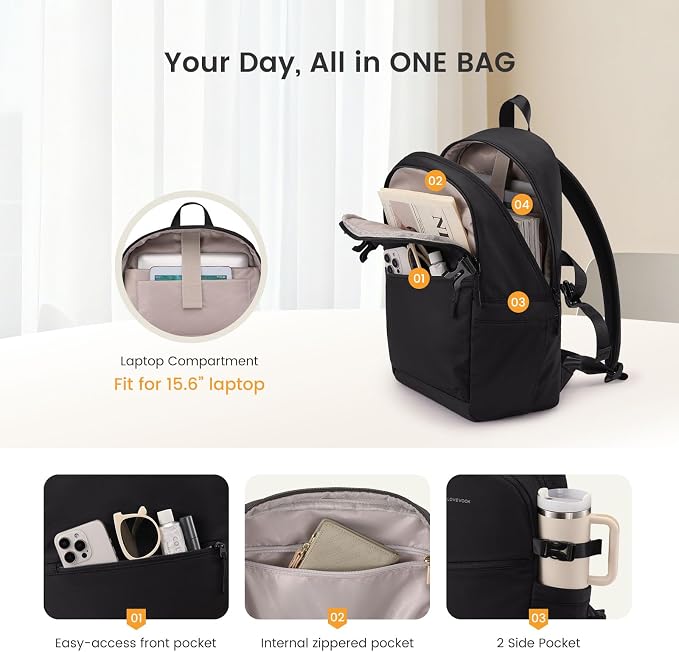 LOVEVOOK Everyday Backpack for Women, Chic Versatile Backpack - Image 3