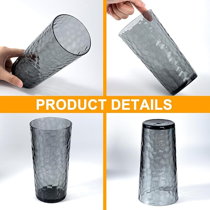 24-ounce Plastic Tumblers, Acrylic Drinking Glasses High-Balls, Reusable - Image 3