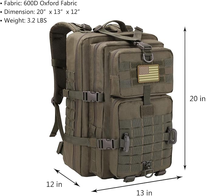 Hannibal Tactical MOLLE Assault Backpack, Tactical Backpack Military Army - Image 2