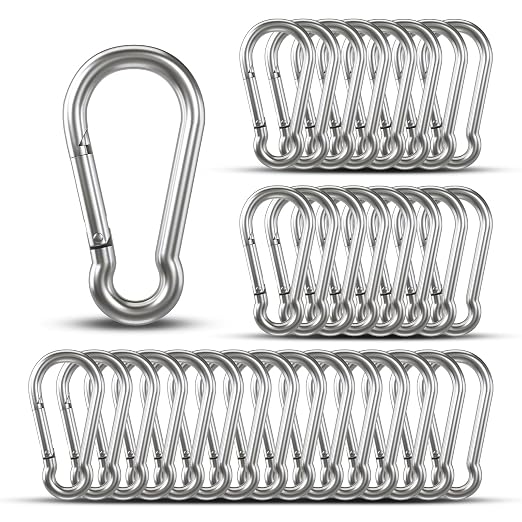 Carabiner Clip Hooks, Galvanized Iron Spring Snap Hook Fits Camping Hiking by KINLINK