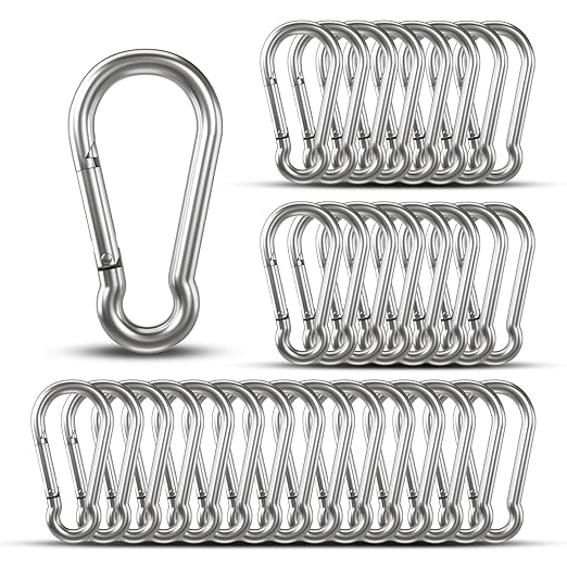 Small Carabiner Clip Hooks, Galvanized Iron Spring Snap Hook Fits Camping Hiking by KINLINK