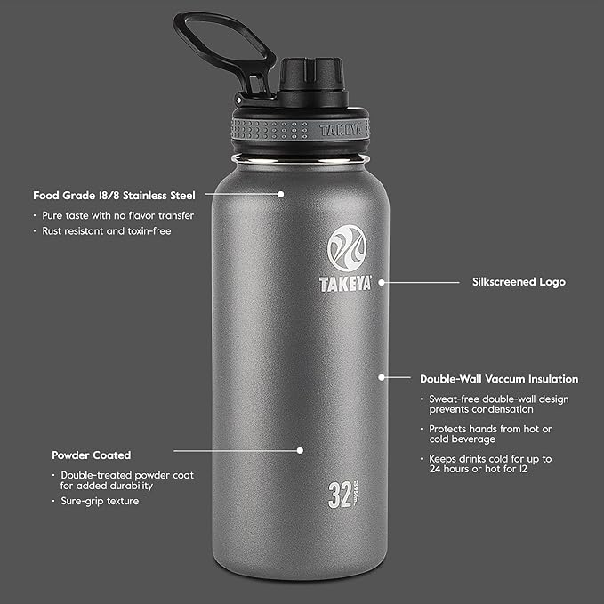 Takeya White Originals Vacuum-Insulated Stainless-Steel Water Bottle - Image 3