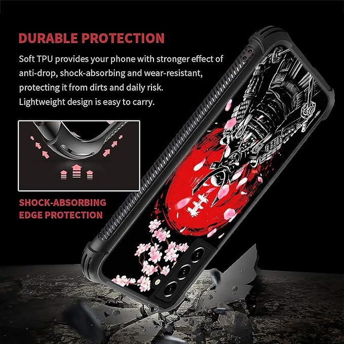 for Samsung Galaxy S22 Case, Sakura Japanese Samurai Pattern Graphic Design - Image 2