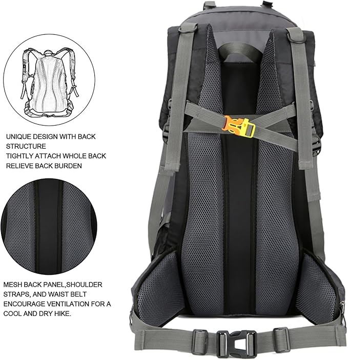 Bseash 60L Waterproof Hiking Camping Backpack - Image 5