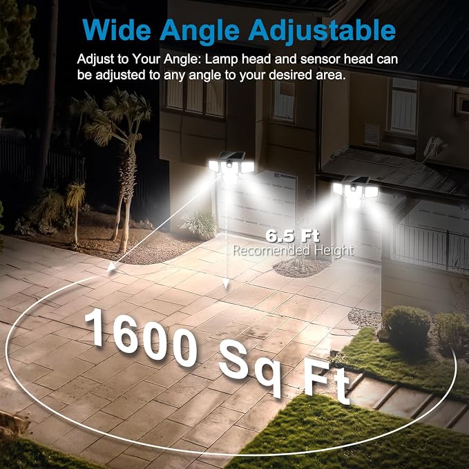 AmeriTop Solar Lights Outdoor, 2 Pack LED High Brightness Cordless Solar Motion - Image 3