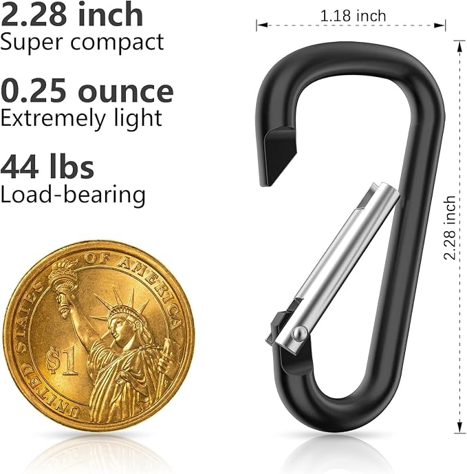 sprookber 2.28" Small Carabiner Clip Keychain, D Ring Caribeaner Clip, Key Clip - Image 2