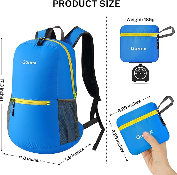 Gonex Ultra Lightweight Packable Backpack 20L Daypack Handy Foldable Camping - Image 2