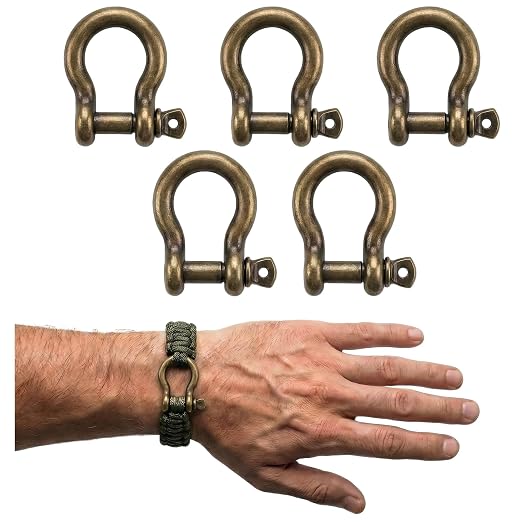 Antique Brass 5/32" Bow Shackle, 5 Pack by Unknown