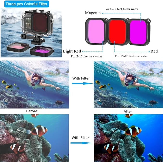 Accessories Bundle for DJI Osmo Action 5 Pro/Action 4/3 Waterproof Case Diving - Image 3