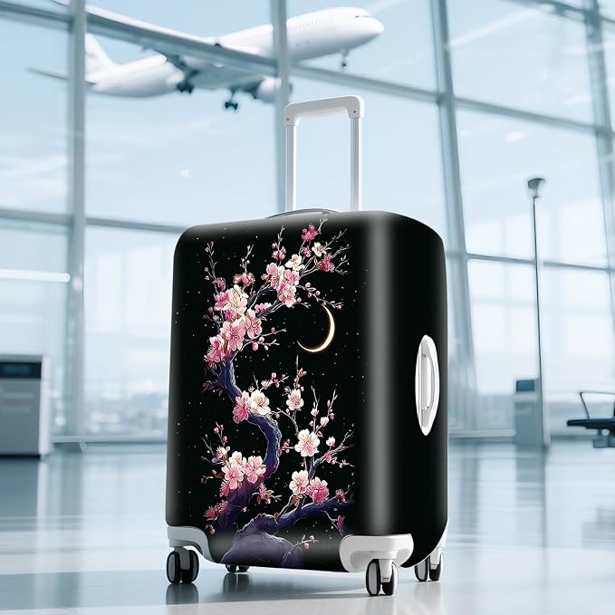 ANNA QUEEN Cherry Blossom & Moon Luggage Cover-Stretchable, Water Resistant & - Image 9