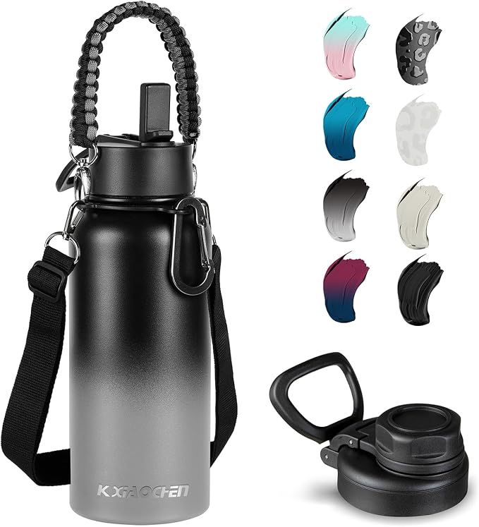 KXIAOCHEN Insulated Water Bottle, Stainless Steel Water Bottle, 2 Lids by KXIAOCHEN