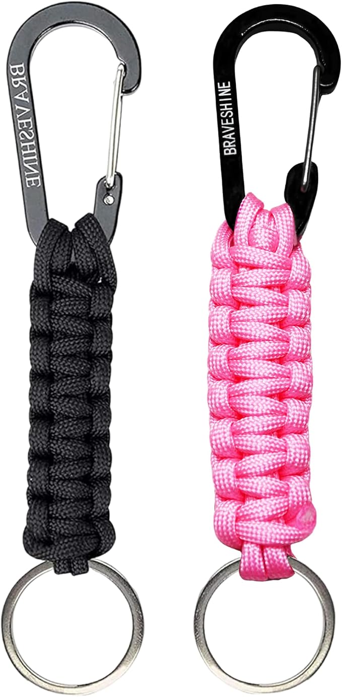 BRAVESHINE Paracord Keychain Carabiner Clip, D Ring Lanyard Hanger Stroller Hook by BRAVESHINE