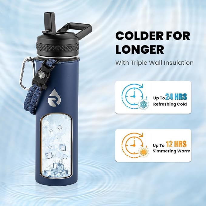 RAYMYLO Insulated Water Bottle 20 oz, Triple Wall Vacuum Stainless Steel - Image 2