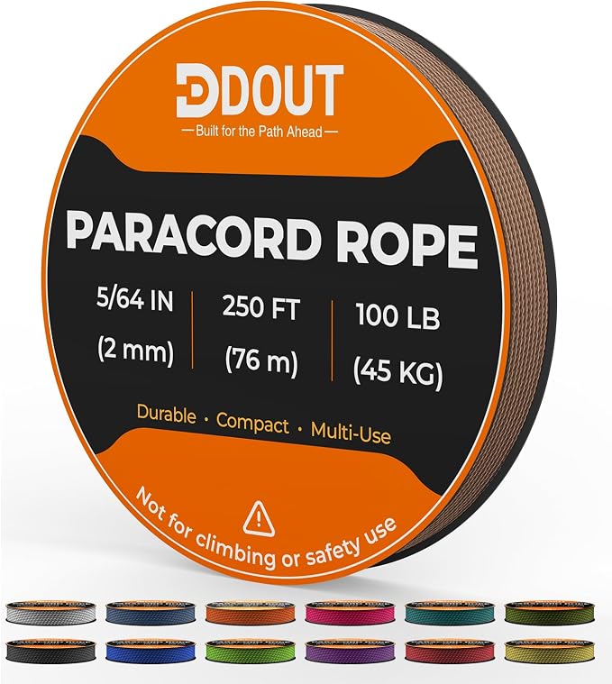 DDOUT 2mm Paracord 100lb, Thin Micro Paracord Rope, Tan 250FT Nylon Cord by DDOUTOutdoor