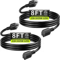 16/3 Black Extension Cord 8 FT, Indoor Extension Cord by Seeklyze