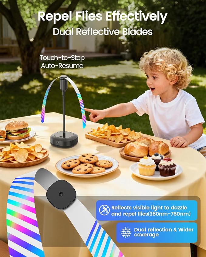 Edvision 4 Pack Food Table Fan, 2000mAh USB Powered Rechargeable Food Fan - Image 3