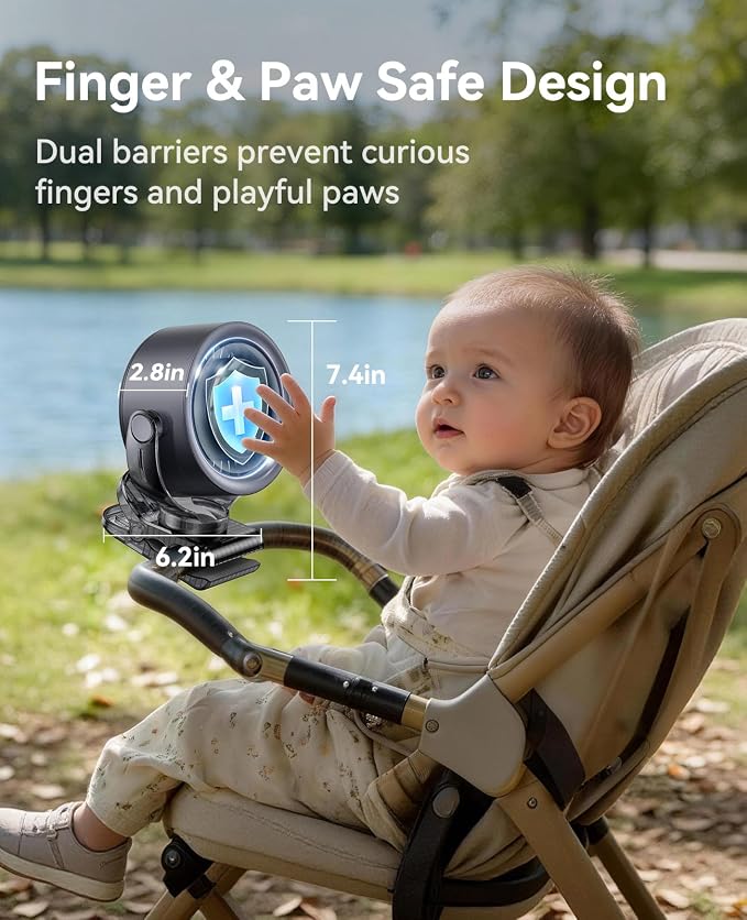 KIMMOO 4000mAh Rechargeable Portable Clip on Fan-100-Speed Touch Control - Image 8