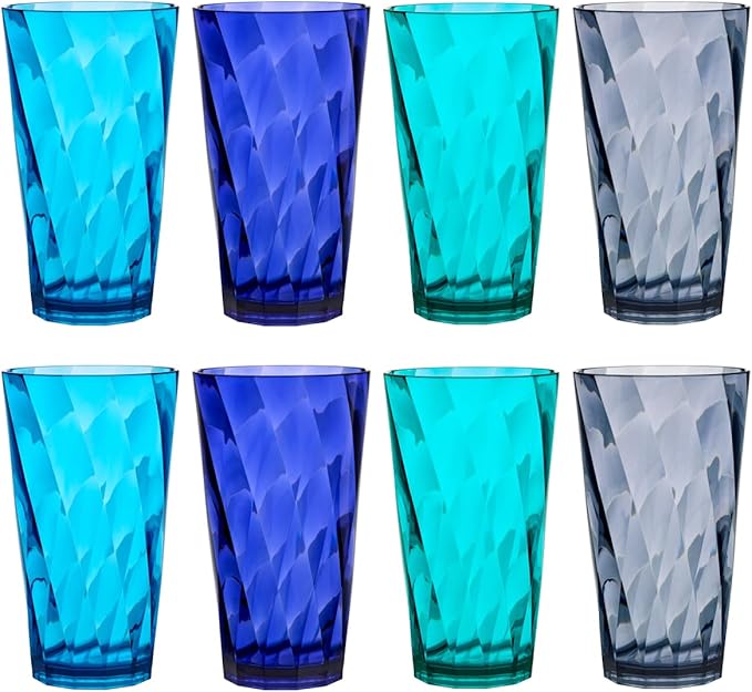 US Acrylic Optix Plastic Reusable Drinking Glasses 20oz Water Cups in Coastal by USAcrylic