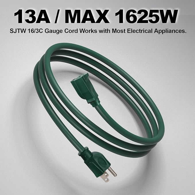 EP 2 Pack 6FT Green Outdoor Extension Cord, 16/3 SJTW Heavy Duty Waterproof - Image 7