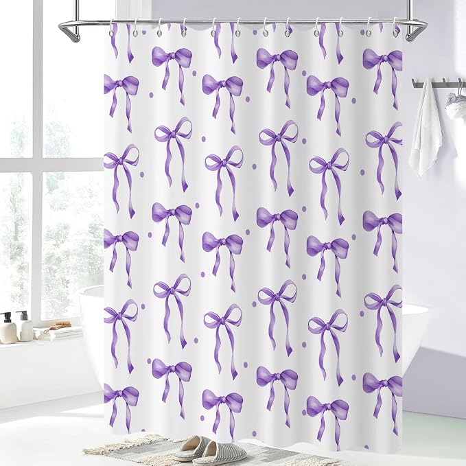 Purple Bow Shower Curtain - Image 2