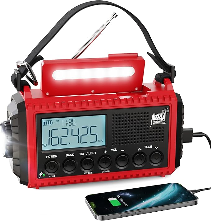 Raynic Emergency Radio, 5000mAh/18500mWh Weather Radio, Solar Hand Crank by Raynic