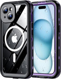 Red2Fire for iPhone 15 Case Waterproof, Phone Case 6.1" Purple/Clear by Red2Fire