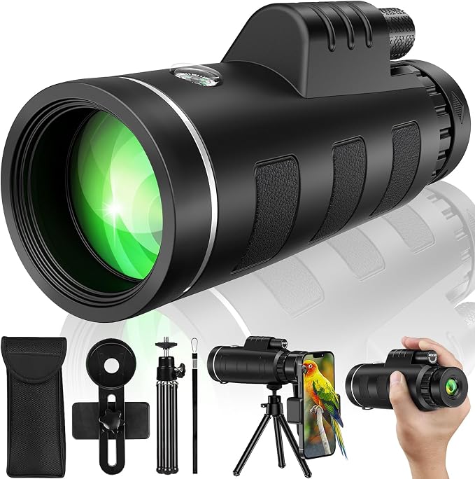 40x60 Monocular Telescope with Smartphone Adapter and Telescope Case High by YEGASS