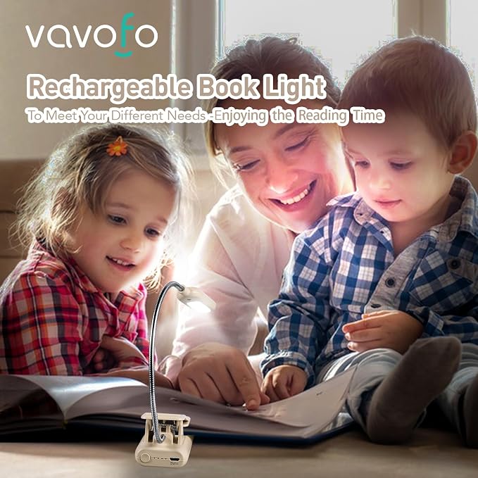 VAVOFO Rechargeable Book Light for Reading in Bed Kids, 7 LED Reading Light - Image 2