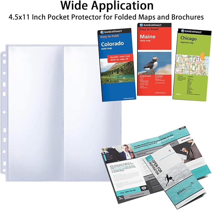 30 Pack 60 Pockets 4.5x11” Folded Map Sleeves, Ultra-Clear Brochure Organizer - Image 4