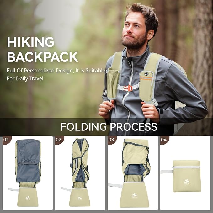 15L Small Hiking Backpack for Men Women Lightweight Packable Backpack Foldable - Image 6